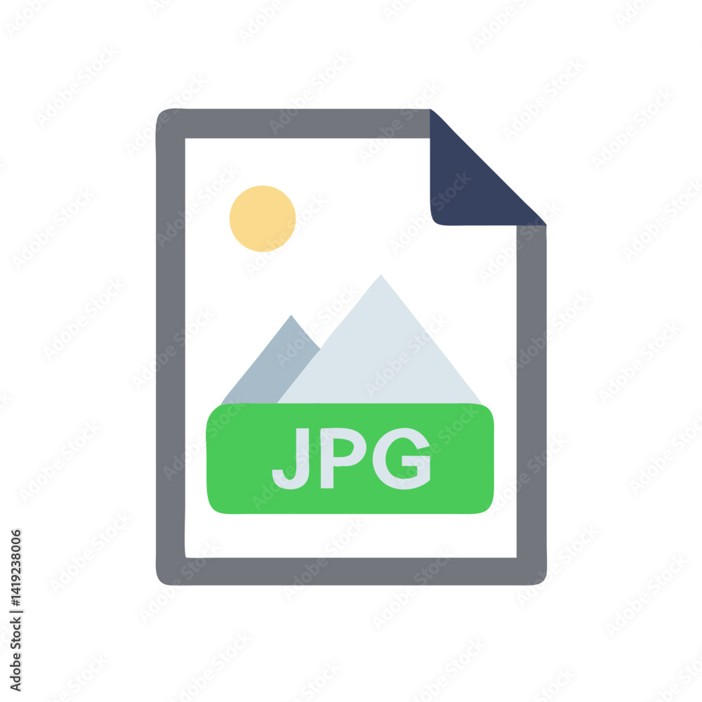 Poster jpg file icon representing raster image format and digital photography