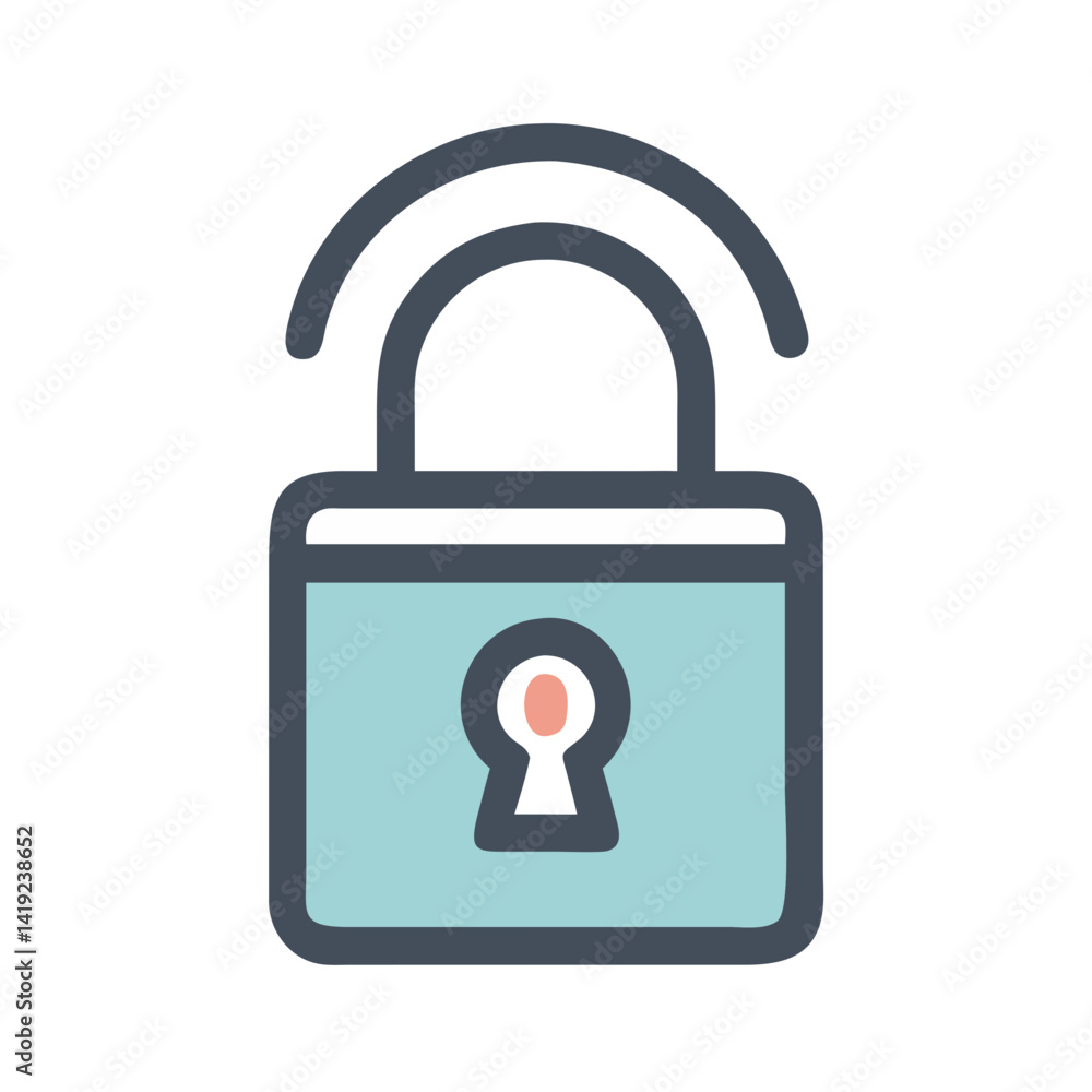 Poster Locked Padlock Icon Representing Device Security and Data Protection