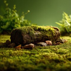 Mossy Tree Stump in Forest