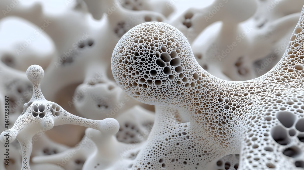 Poster mesmerizing close up of a single microscopic dust particle revealing its intricate fractal like geom