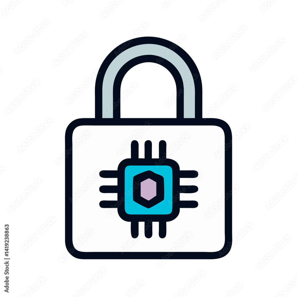 Aufkleber Lock with Chip Icon Representing Digital Security and Encryption