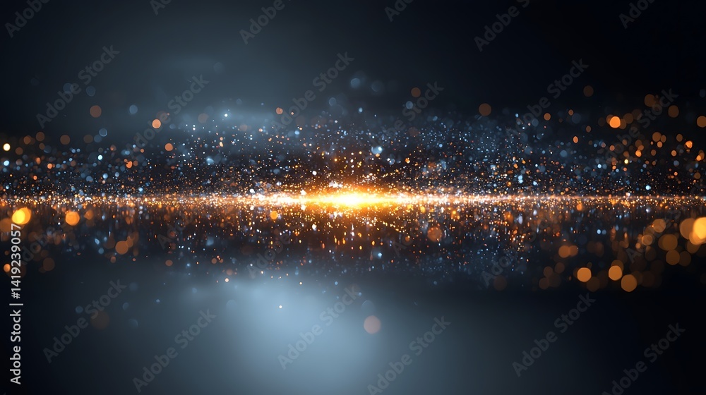 Poster visually striking digital representation of a futuristic cosmic nebula formed by swirling luminous p
