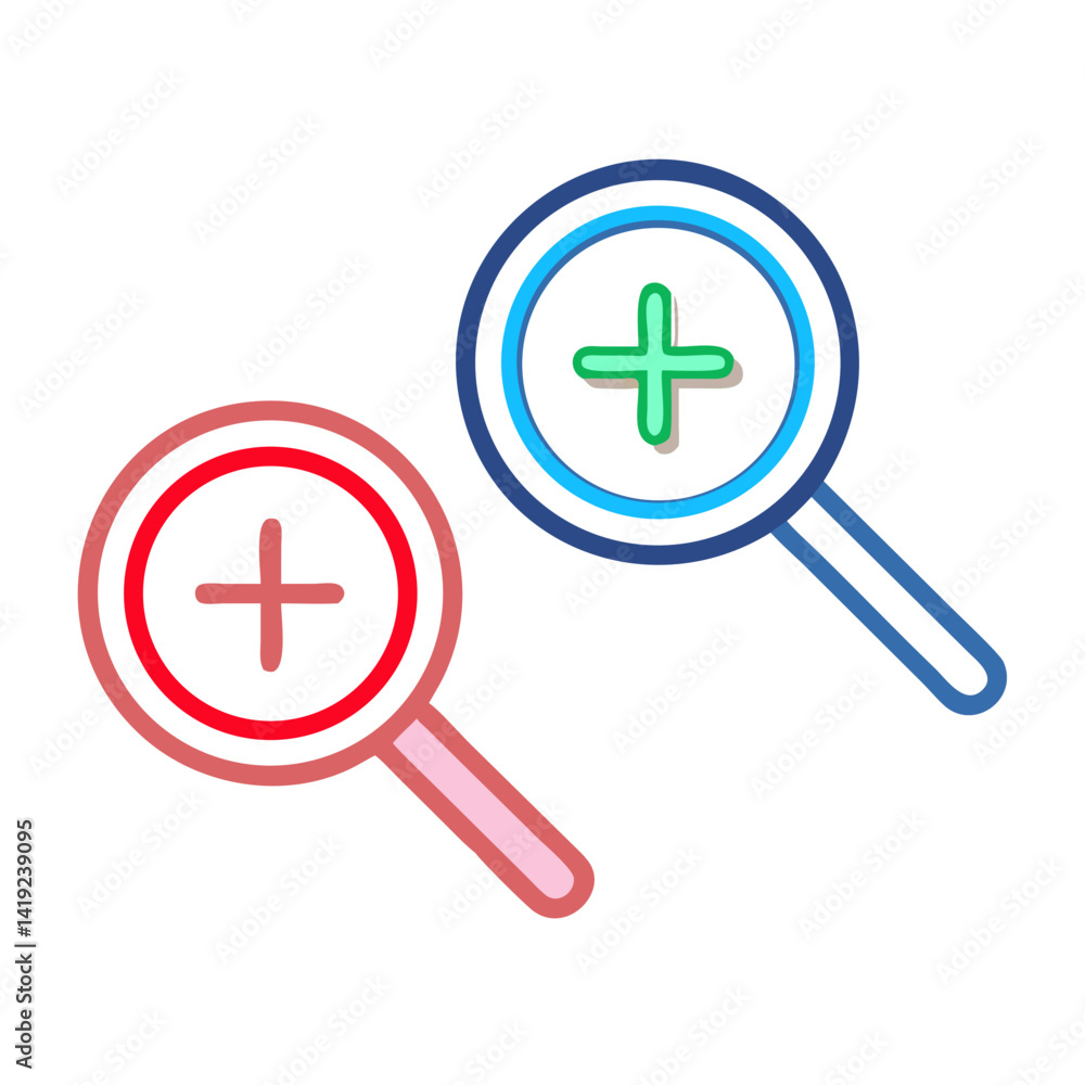 Poster Magnifying Glass with Plus and Minus Icon Representing Zoom In and Zoom Out Functionality