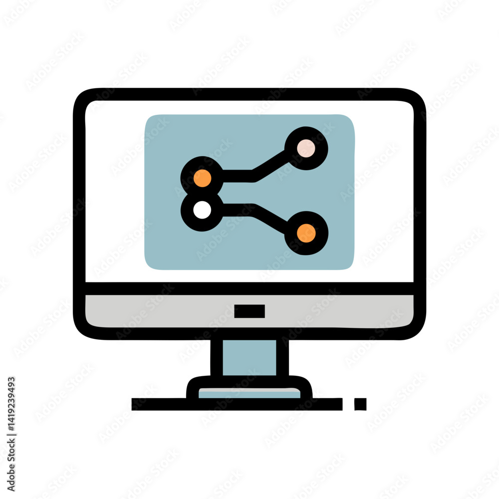 Poster Monitor Screen Icon Representing Connected Display and Digital Interface