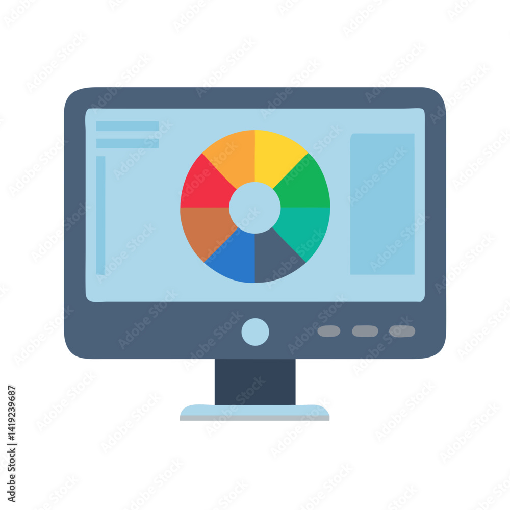 Poster Monitor with Color Wheel Icon Representing Visual Design and Digital Art