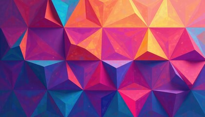 Repeating triangles form a vibrant geometric mosaic , art, pattern
