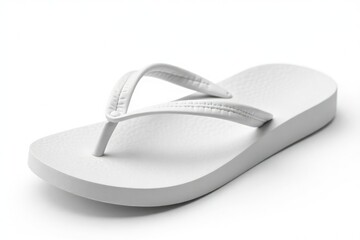 Single white flip-flop, isolated on pure white background, summertime, isolated, clothing