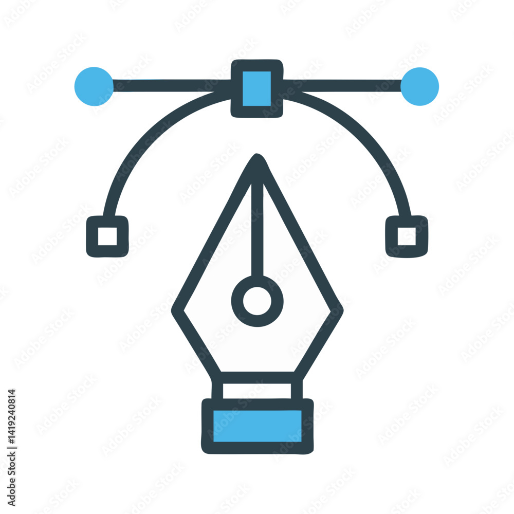 Poster Pen Tool Icon Representing Vector Drawing and Digital Design Creation