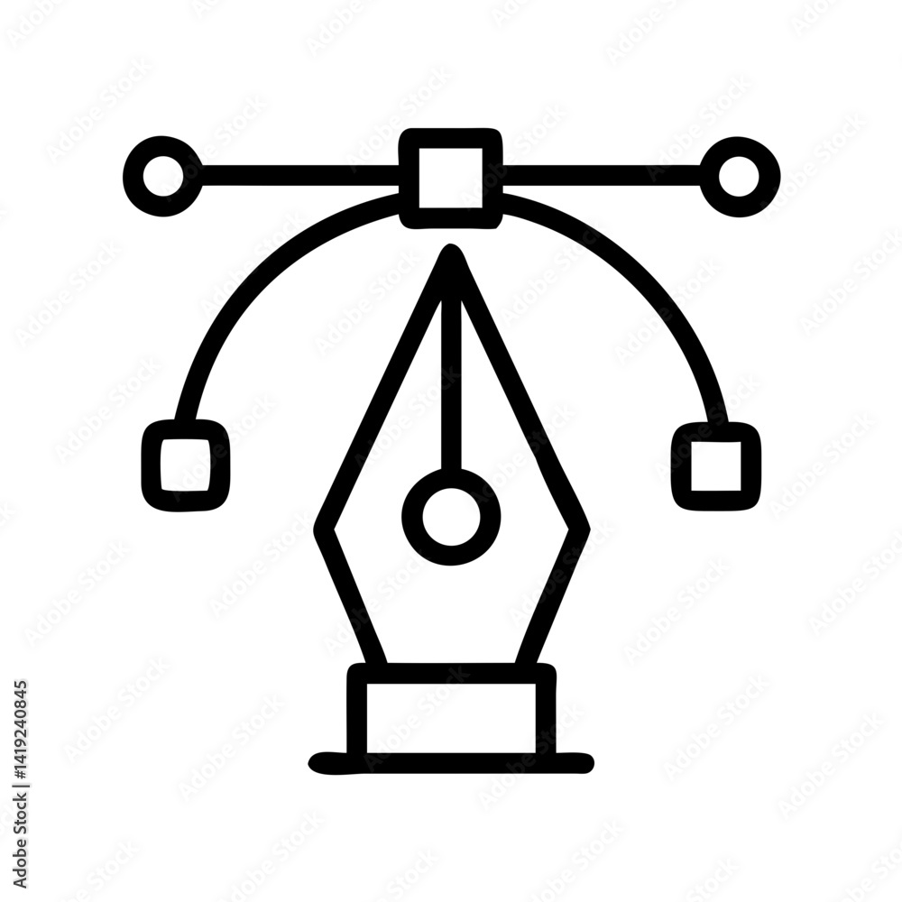 Poster Pen Tool Icon Representing Vector Drawing and Digital Design Creation