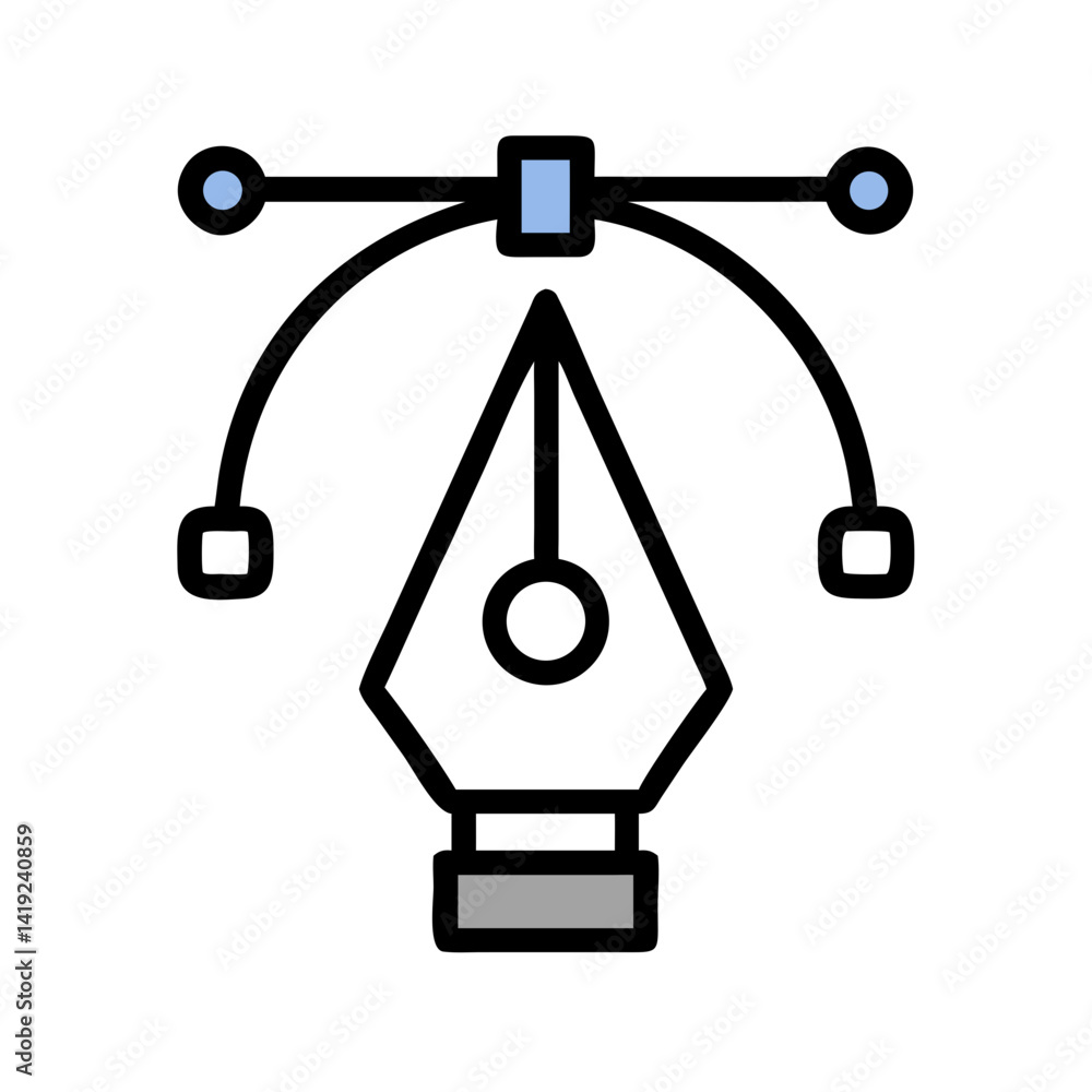 Poster Pen Tool Icon Representing Vector Drawing and Digital Design Creation