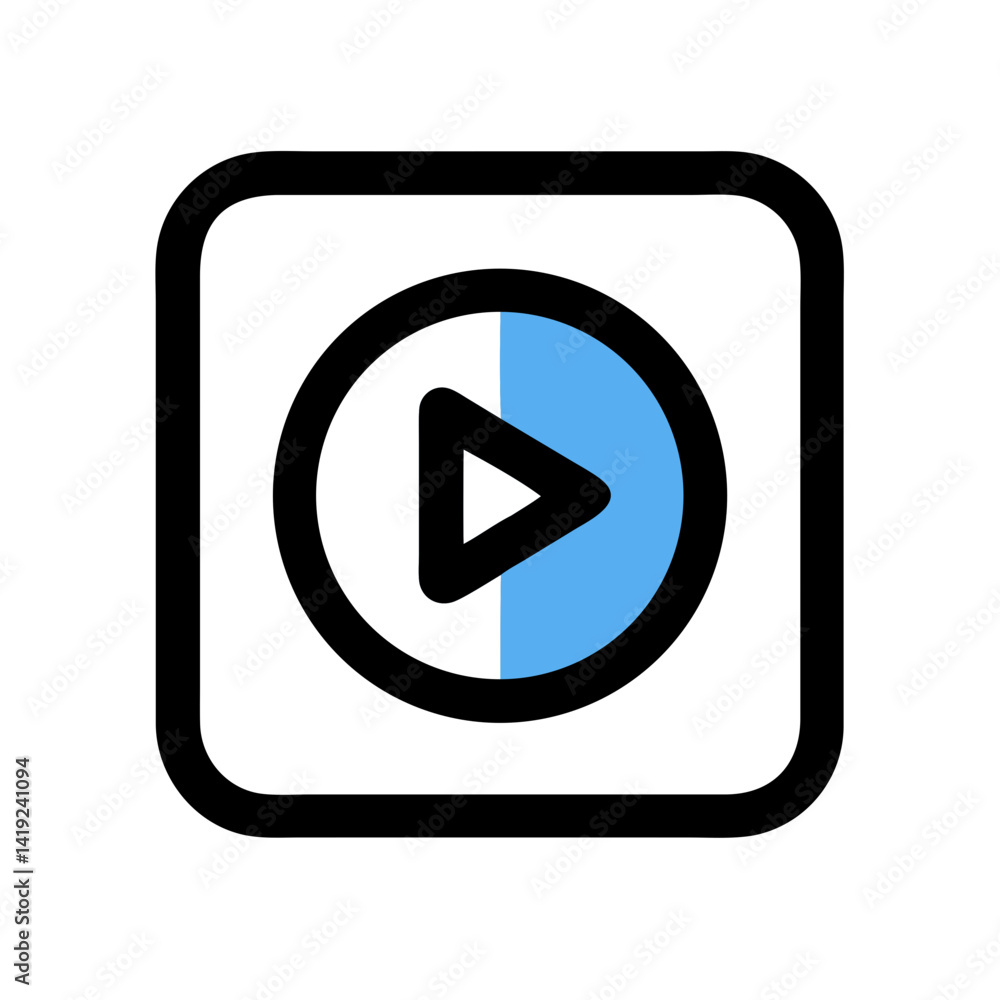 Aufkleber play button icon representing media playback and digital content streaming