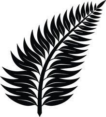 Fototapeta premium New Zealand Silver Fern Emblem in Black | Classic Nature Symbol Vector for Print & Design Use