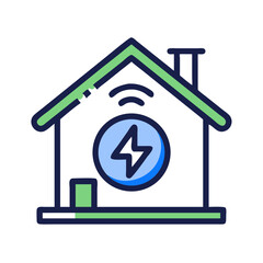 Obraz premium Power House Icon Representing Smart Energy System and Sustainable Electricity