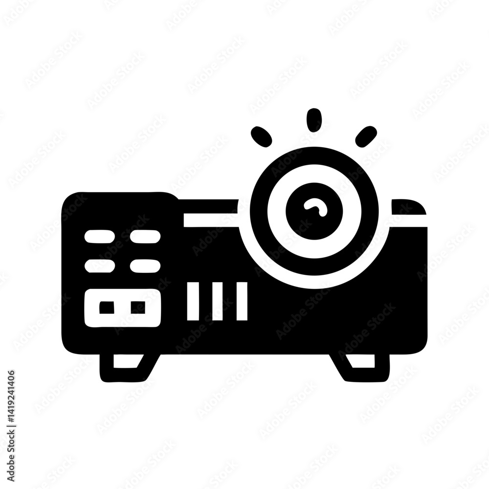 Aufkleber projector icon representing film projection equipment and visual media display