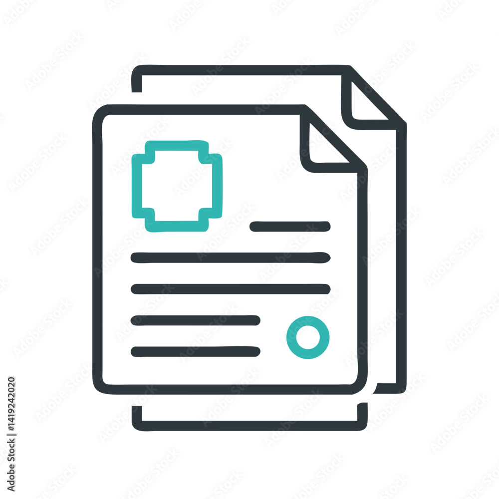 Fototapete scanned document icon representing digital record and electronic file archive