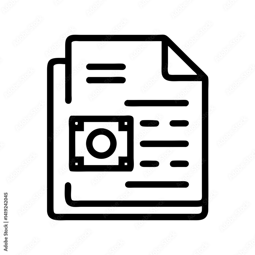 Poster Scanned Document Icon Representing Digital Record and Electronic File Archive