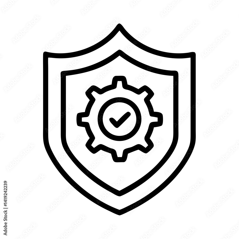 Poster shield icon representing protection or defense layer for security systems