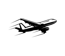 airplane monochrome silhouette vector illustration