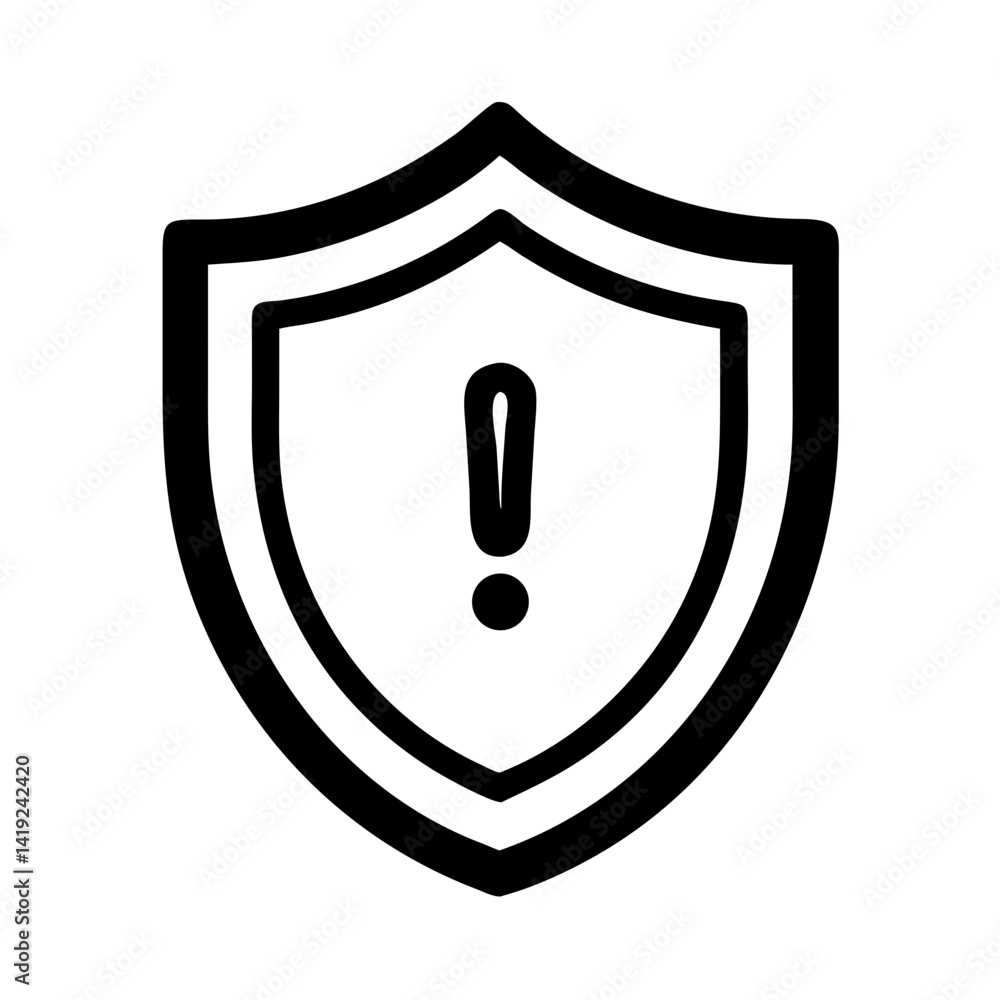Fototapete shield with exclamation mark icon representing security alert and system warning