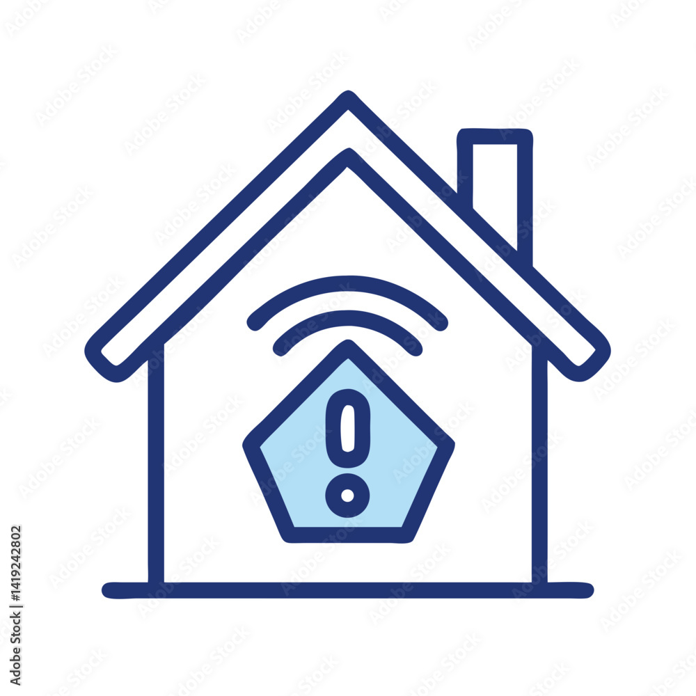 Poster Smart Home with Alert Icon Representing Home System Warning and Security Notification