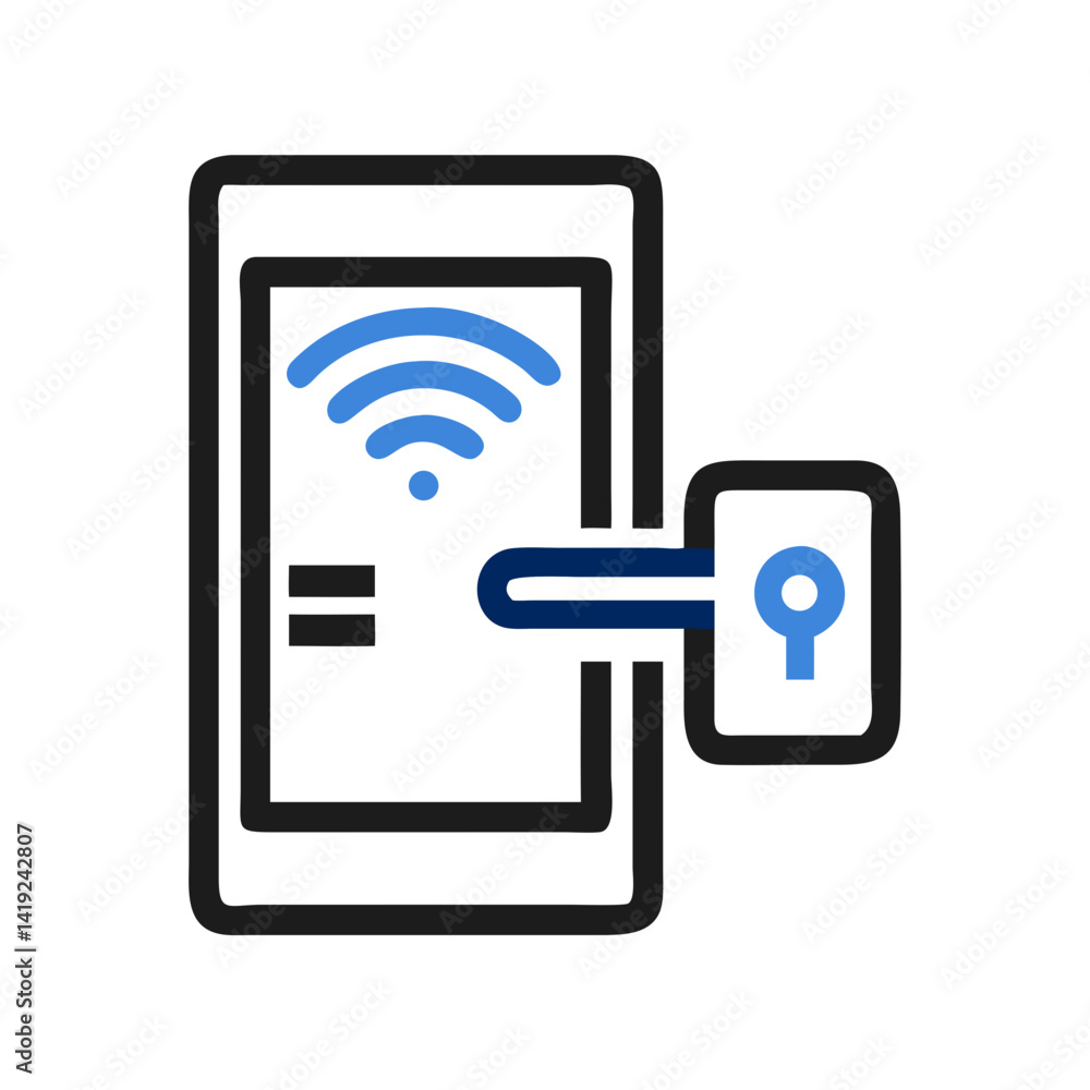 Poster Smart Door Icon Representing Wireless Entry Access and Remote Security Control