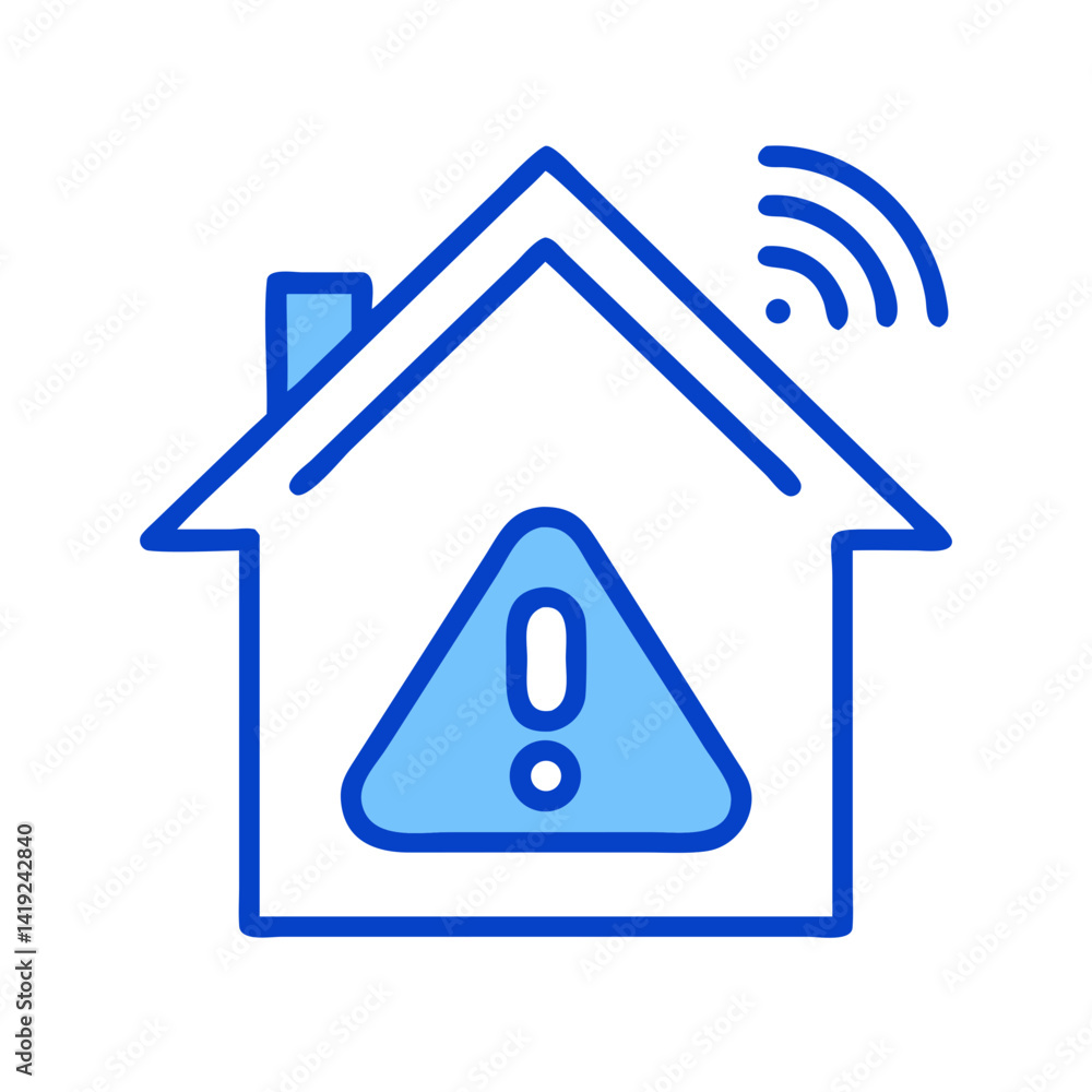 Poster Smart Home with Alert Icon Representing Home System Warning and Security Notification