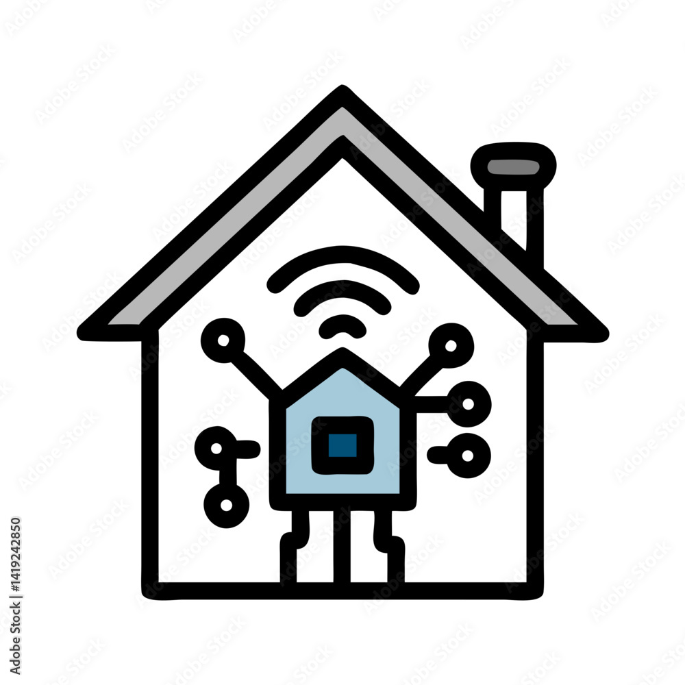 Poster Smart Home with Circuit Icon Representing Digital Connectivity and Intelligent Automation