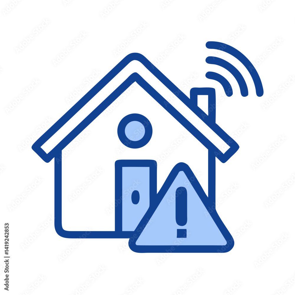 Leinwandbilder Smart Home with Alert Icon Representing Home System Warning and Security Notification