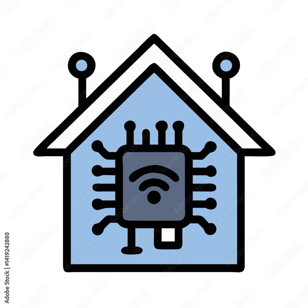 Poster Smart Home with Circuit Icon Representing Digital Connectivity and Intelligent Automation