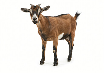 Fototapeta premium Adorable Brown Goat Isolated on White Background