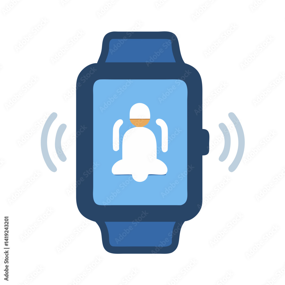 Poster Smartwatch with Alert Icon Representing Wearable Technology and Notification Device
