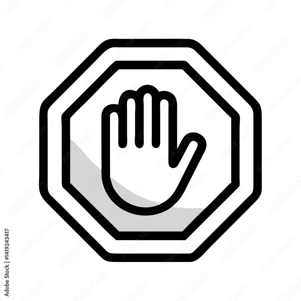 Aufkleber stop sign hand icon representing access restriction and safety warning