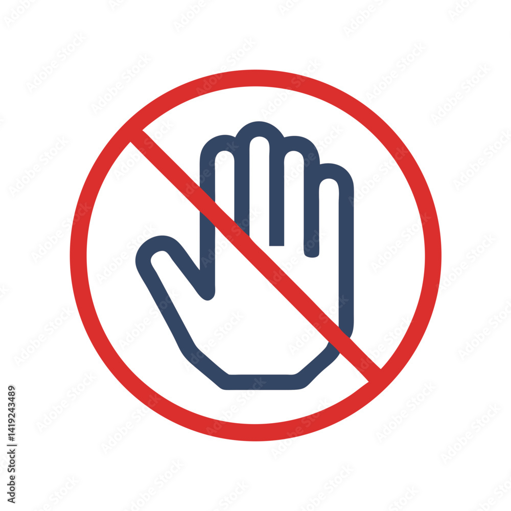 Aufkleber stop sign hand icon representing access restriction and safety warning