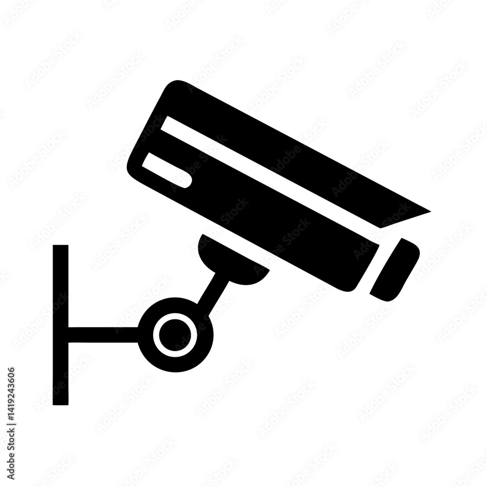 Poster surveillance camera icon representing security monitoring and safety system