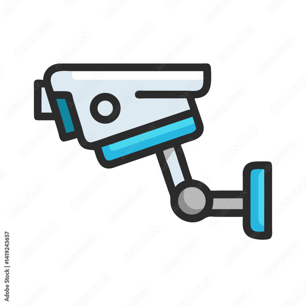 Poster Surveillance Camera Icon Representing Security Monitoring and Safety System