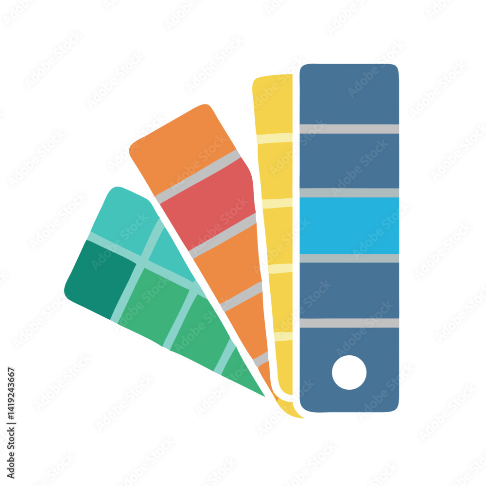 Poster swatch book icon representing color samples for design and creative projects