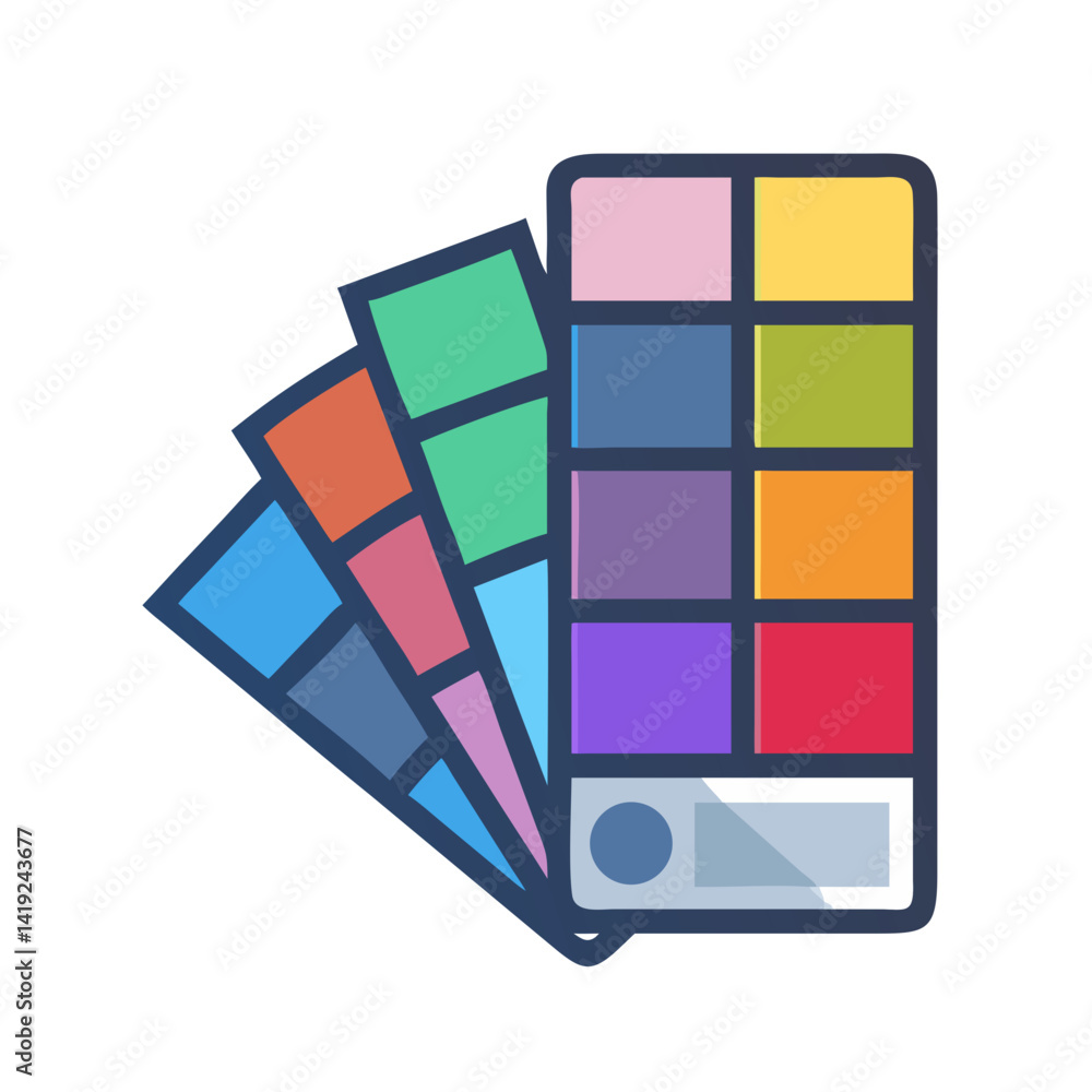 Poster swatch book icon representing color samples for design and creative projects