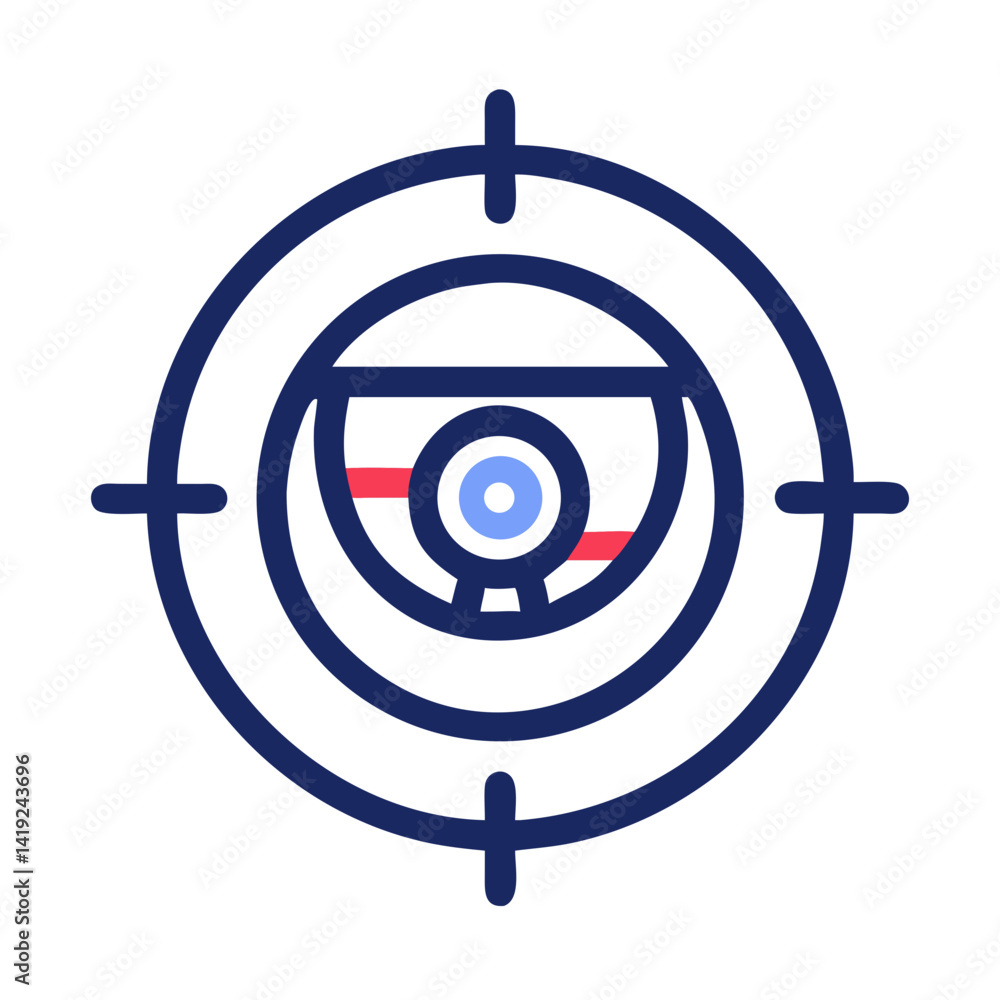 Poster target disk icon representing cyber tracking system and digital surveillance