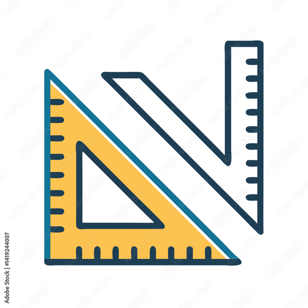 Poster Triangle and Protractor Icon Representing Measurement and Geometry Tools