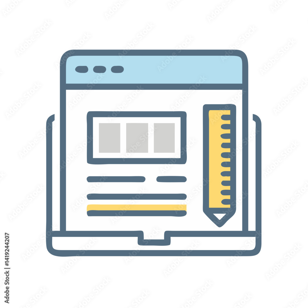 Poster UI Ruler on Screen Icon Representing Layout Measurement and Interface Alignment