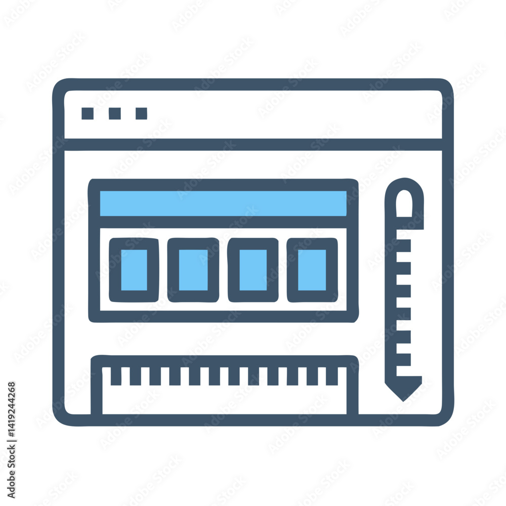 Poster UI Ruler on Screen Icon Representing Layout Measurement and Interface Alignment