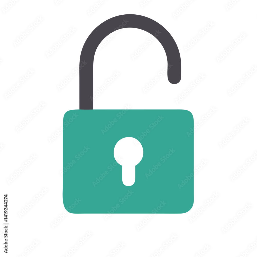Fototapete unlocked padlock icon representing open access and security permission