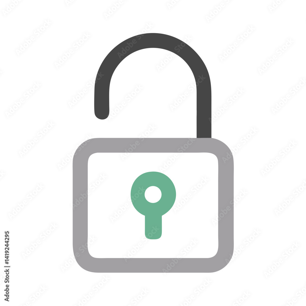 Fototapete unlocked padlock icon representing open access and security permission