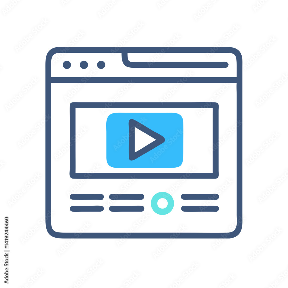 Poster Video Player Interface Icon Representing Streaming and Online Media Playback