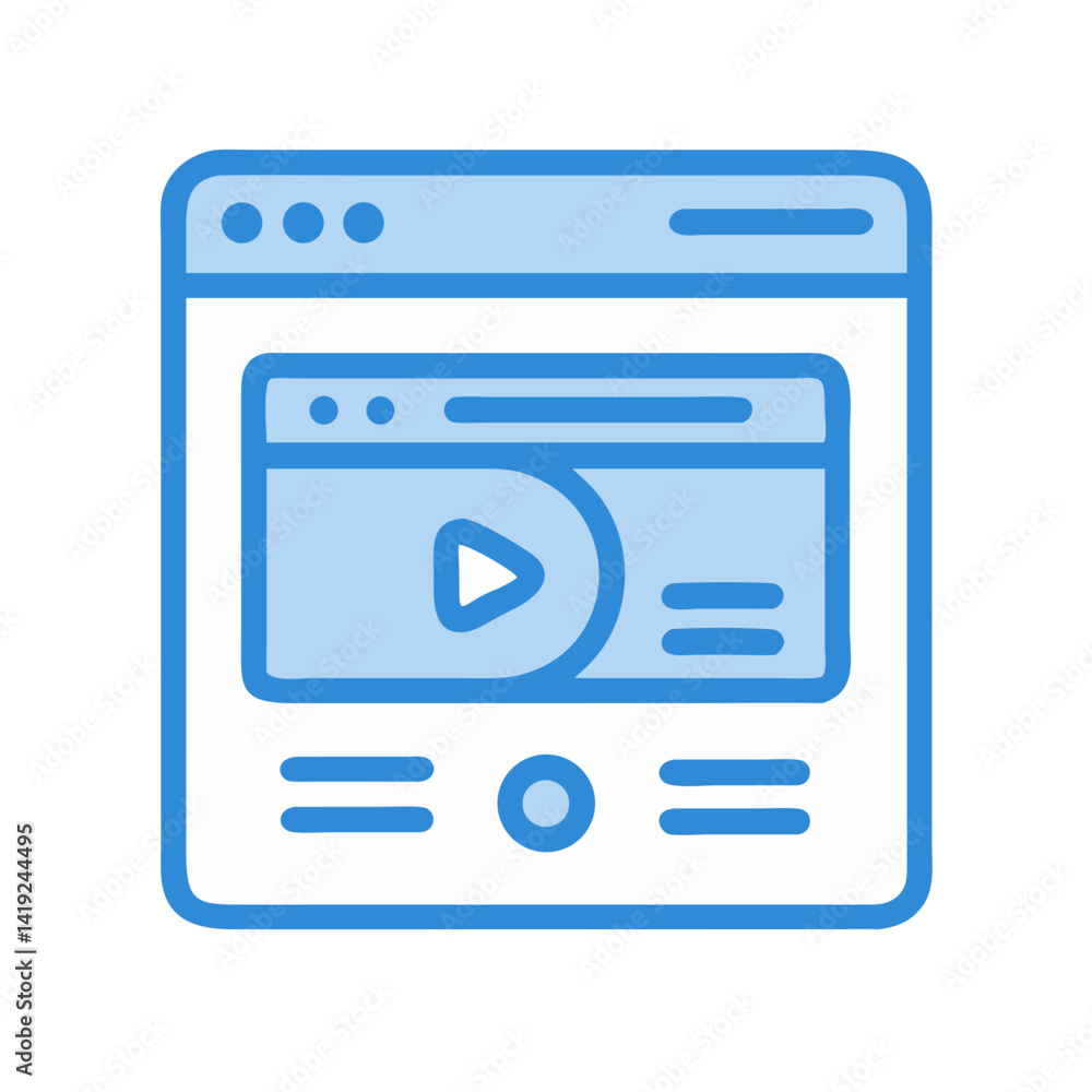 Aufkleber video player interface icon representing streaming and online media playback