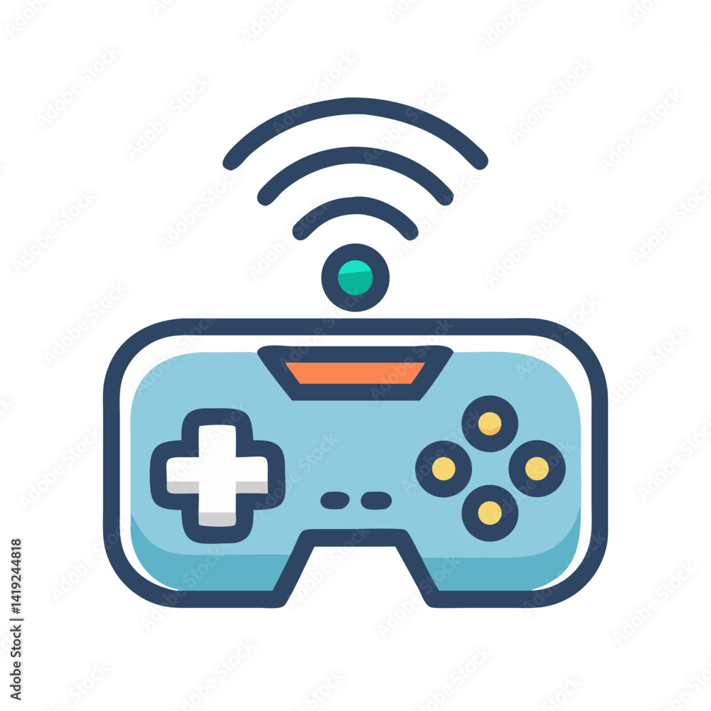 Poster Wireless Game Controller Icon Representing Virtual Gaming and Remote Play Device