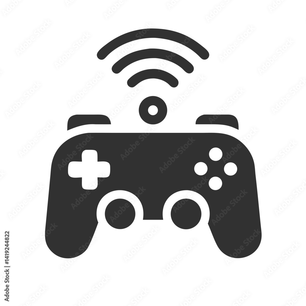 Poster Wireless Game Controller Icon Representing Virtual Gaming and Remote Play Device