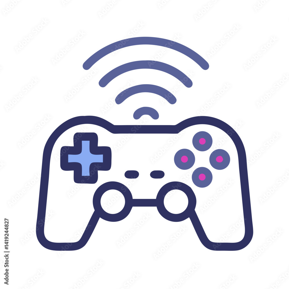 Poster Wireless Game Controller Icon Representing Virtual Gaming and Remote Play Device