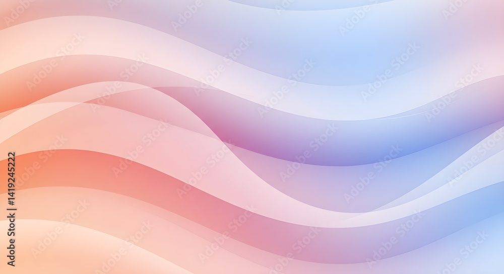 Poster abstract fluid wave design with a soft pastel color gradient