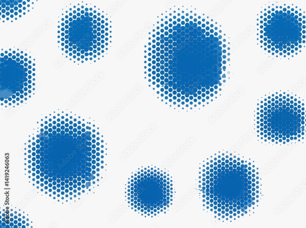 Poster abstract blue dot pattern on white background creating a modern aesthetic for design and printing pr